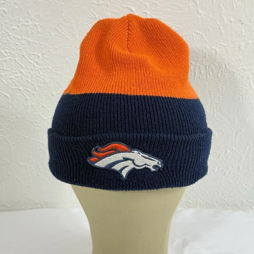 Vintage Schuessler‎ NFL Denver Broncos Cuff Knit Beanie Orange Blue Logo USA